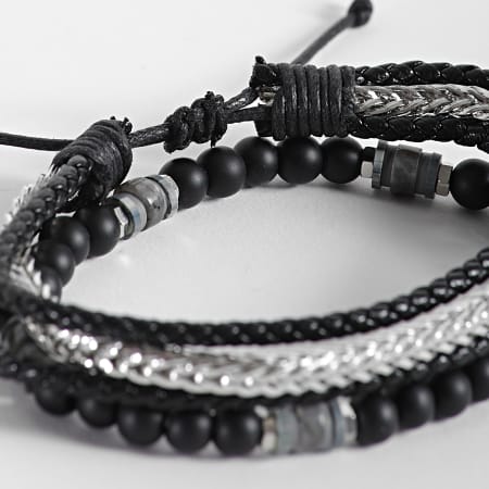 California Jewels - Bracelet Multi-Rangs B1438 Noir Argent