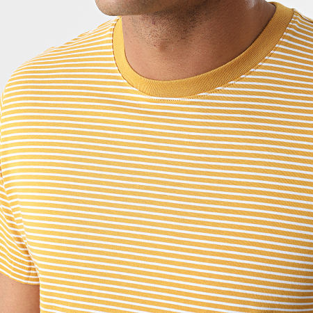 Selected - Tee Shirt A Rayures Norman Stripes Jaune Moutarde Blanc