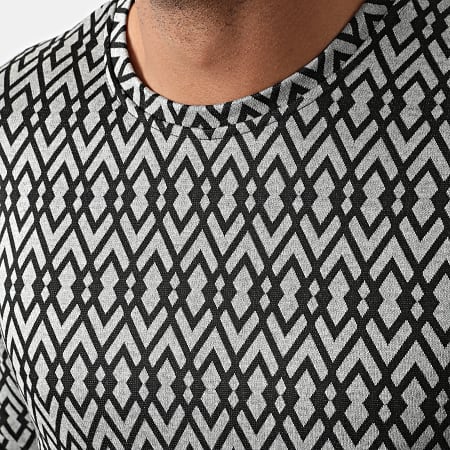 Frilivin - Maglietta oversize a maniche lunghe grigio screziato