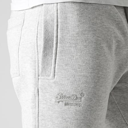 Superdry - Pantalones de chándal bordados con logo vintage M7010797A Gris jaspeado