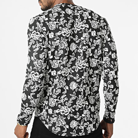 Frilivin - Camiseta de manga larga floral 15652 Negro
