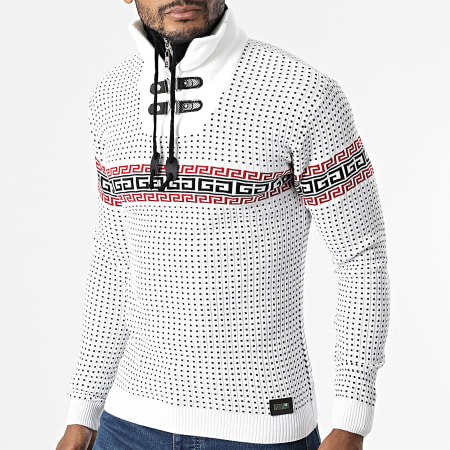 Pull Col Zip Enzo Di Capri En Laine Blanche - Taille XL - Neuf Avec étiquettes