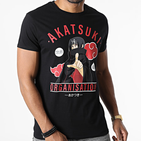 Naruto - T-shirt dell'Organizzazione Akatsuki MENARUTTS119 Nero