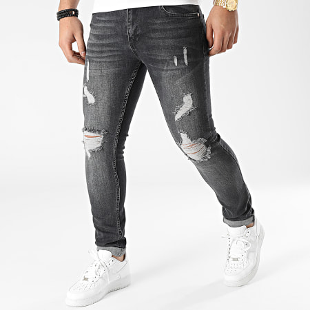 LBO - Jeans slim fit con strappi 2078 Denim scuro grigio