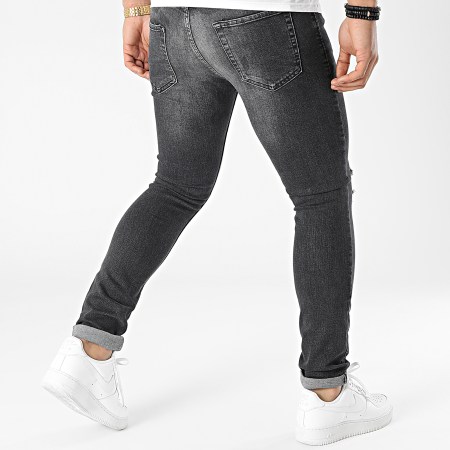 LBO - Jeans slim fit con strappi 2078 Denim scuro grigio