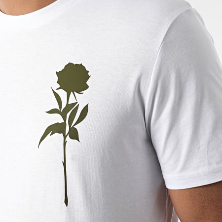 Luxury Lovers - Tee Shirt Rose Chest Blanc Vert Kaki