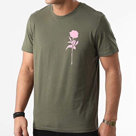Luxury Lovers - Tee Shirt Rose Chest Vert Kaki Rose