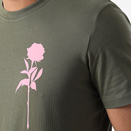 Luxury Lovers - Tee Shirt Rose Chest Vert Kaki Rose