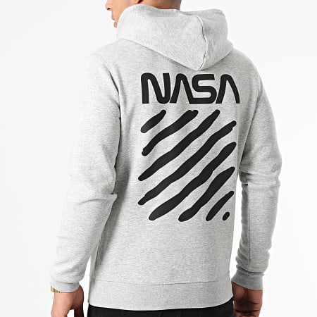 NASA - Sudadera con capucha gris jaspeado Skid