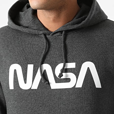 NASA - Worm Logo Felpa con cappuccio grigio antracite
