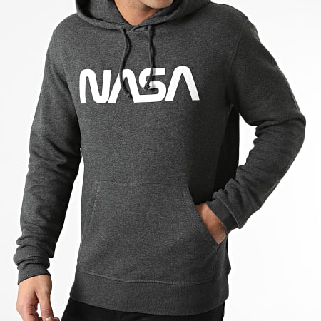 NASA - Sweat Capuche Worm Logo Gris Anthracite