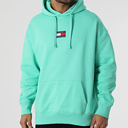 Tommy Jeans - Sweat Capuche Tommy Badge 0904 Vert Clair