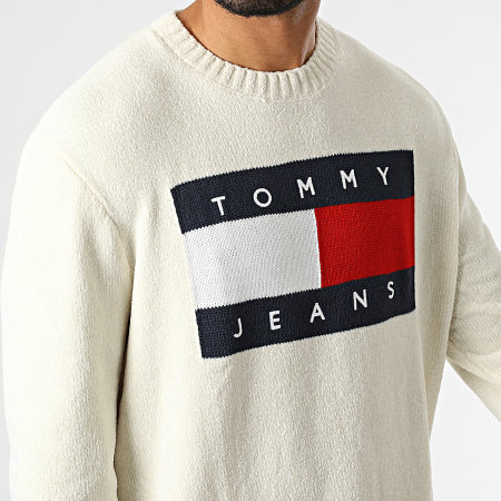 Tommy Jeans - Pull Tommy Flag 2204 Beige