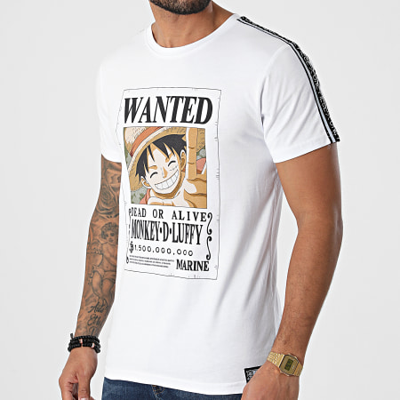 One Piece - Tee Shirt A Bandes Wanted Luffy Blanc