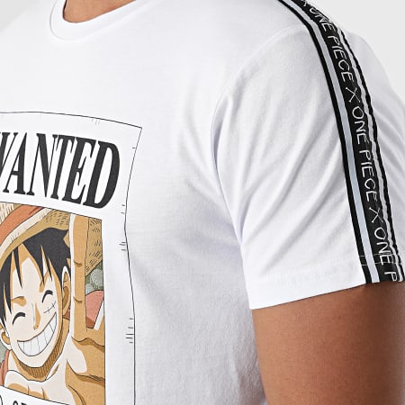 One Piece - Tee Shirt A Bandes Wanted Luffy Blanc