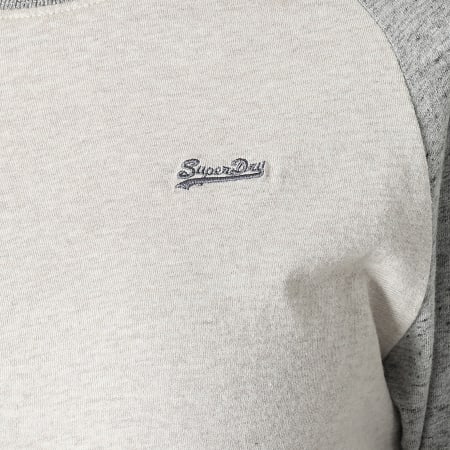 Superdry - Camiseta raglán para mujer Camiseta de béisbol vintage Heather Beige Heather Grey