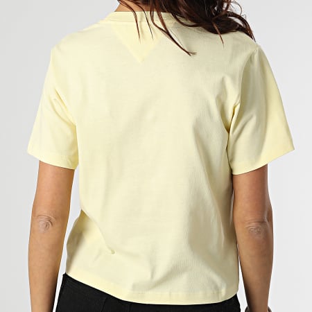 Tommy Jeans - Tee Shirt Femme Linear Logo 0057 Jaune Clair