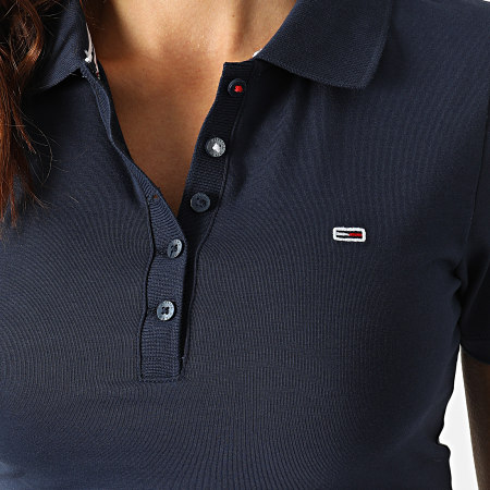 Tommy Jeans - Polo A Manches Courtes Femme Baby Half Button 1631 Bleu Marine