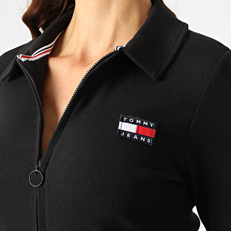 Tommy Jeans - Polo donna a manica lunga Badge 1860 nero