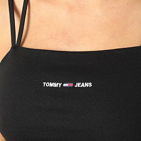 Tommy Jeans - Top Débardeur Crop Femme Strappy Linear Logo 2428 Noir