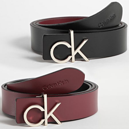 Calvin Klein - Cinturón Reversible Mujer Re-Lock 8781 Negro Burdeos