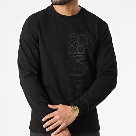 Calvin Klein - Camiseta de manga larga con logotipo múltiple 7919 Negro