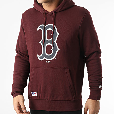 New Era - Felpa con cappuccio MLB Logo Boston Red Sox 12869863 Bordeaux