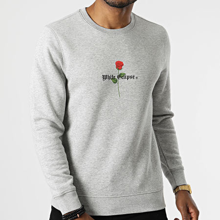 Luxury Lovers - Sweat Crewneck Roses White Eclipse Gris Chiné