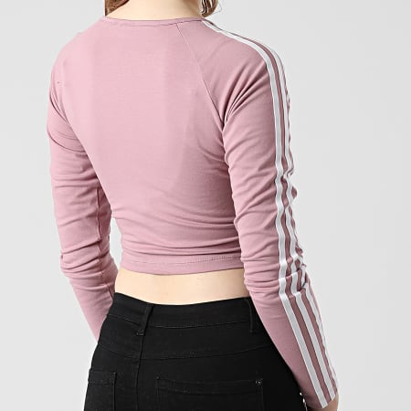 Adidas Originals - Maglietta a maniche lunghe da donna con strisce HE4957 Light Mauve