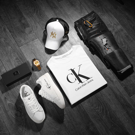 Calvin Klein - Tee Shirt Spliced CK Center 9713 Blanc
