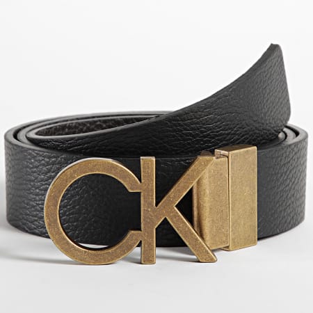 Calvin Klein - Cintura regolabile reversibile CK Metal Gold 8159 Nero