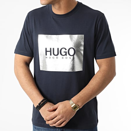 HUGO - Tee Shirt Dolive 50463233 Bleu Marine Argenté