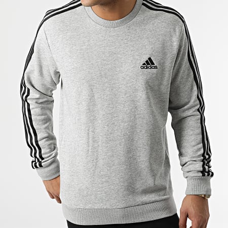Adidas Sportswear - GK9101 Felpa girocollo a 3 strisce grigio erica
