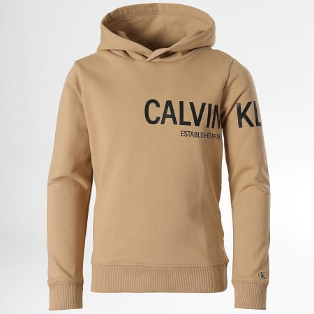 Calvin Klein - Felpa con cappuccio istituzionale Hero Kids Logo 1123 Beige