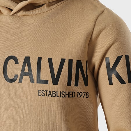 Calvin Klein - Felpa con cappuccio istituzionale Hero Kids Logo 1123 Beige