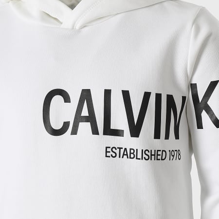 Calvin Klein - Felpa con cappuccio da bambino Institutional Hero Logo 1123 Bianco
