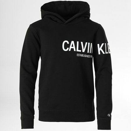 Calvin Klein - Sudadera con capucha para niños Institutional Hero Logo 1123 negra