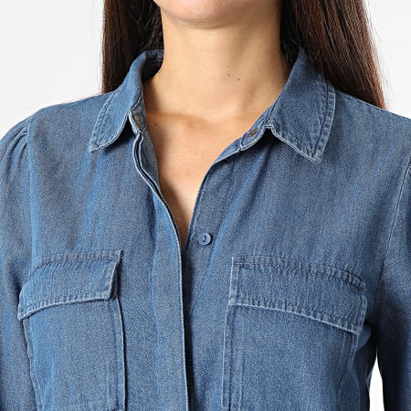 Only - Robe Jean A Manches Longues Femme Meadow Life Bleu Denim