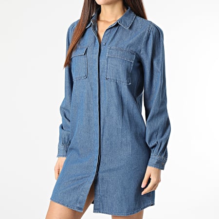 Only - Robe Jean A Manches Longues Femme Meadow Life Bleu Denim