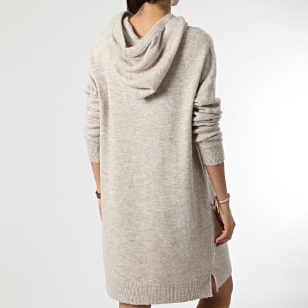Vero Moda - Vestido suéter con capucha para mujer Lefile 10254090 Heather Beige