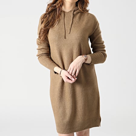 Vero Moda - Vestido suéter con capucha para mujer Lefile 10254090 Marrón