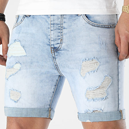 LBO - Pantaloncini di jeans con strappi 0020 Azzurro