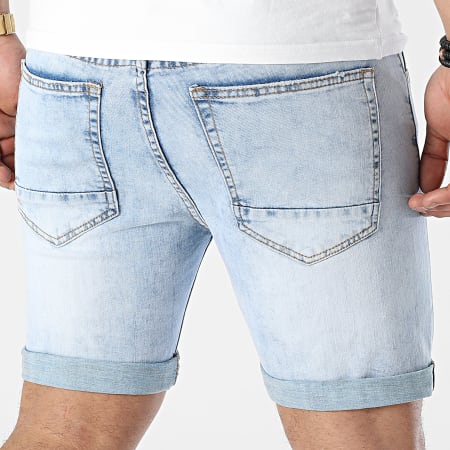 LBO - Pantaloncini di jeans con strappi 0020 Azzurro