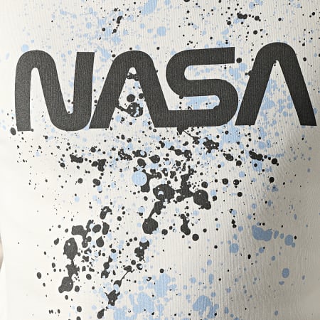 NASA - Sweat Crewneck Splatter Blanc Vintage Bleu
