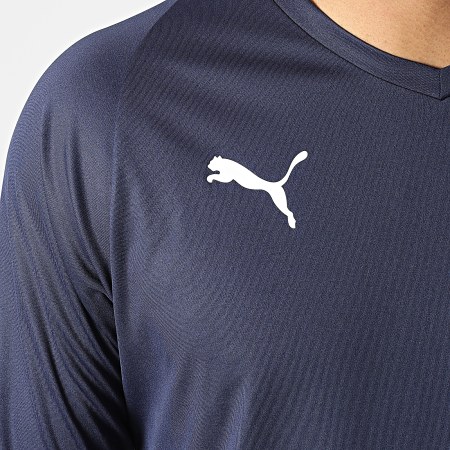 Puma - Tee Shirt De Sport Manches Longues Col V LIGA Jersey 703621 Bleu Marine