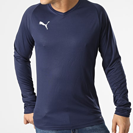Puma - LIGA Jersey Camiseta deportiva de manga larga con cuello en V 703621 Azul marino