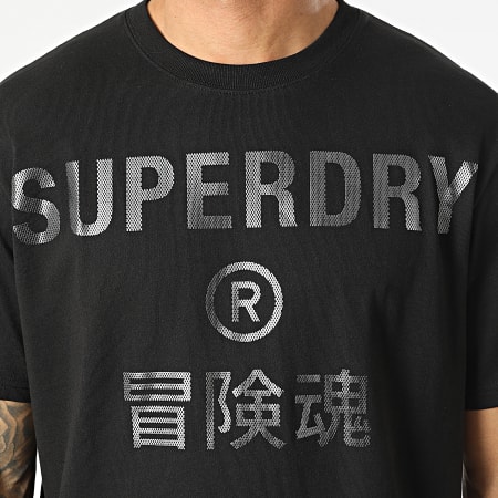Superdry - Corporate Foil Logo Camiseta M1011253A Negro Plata