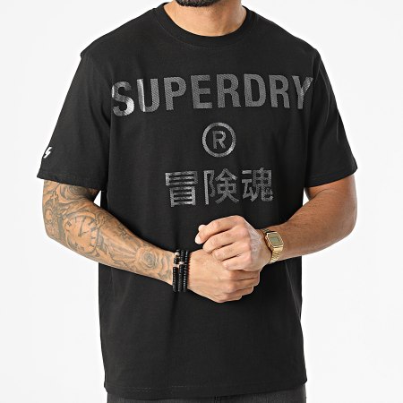 Superdry - Tee Shirt Corporate Logo Foil M1011253A Noir Argenté