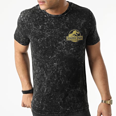 Jurassic Park - Tee Shirt Chest Logo Dye Noir Doré