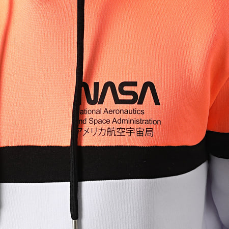 NASA - Sweat Capuche Tricolore Small Admin Orange Fluo Blanc Noir